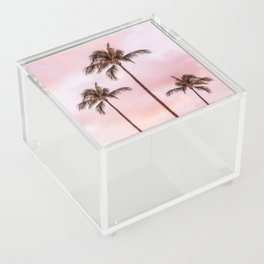 Palm Tree Photography | Landscape | Sunset Unicorn Clouds | Blush Millennial Pink | Beach Acrylic Box