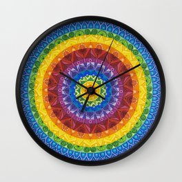 Rainbow Spectrum Mandala Wall Clock