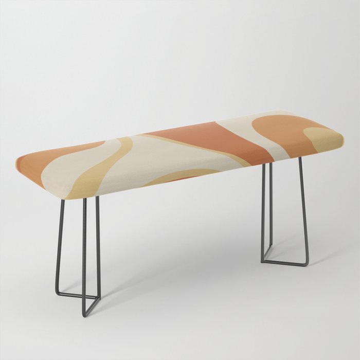 Psychedelic Retro Abstract Design in Orange, Yellow and Cream Bench