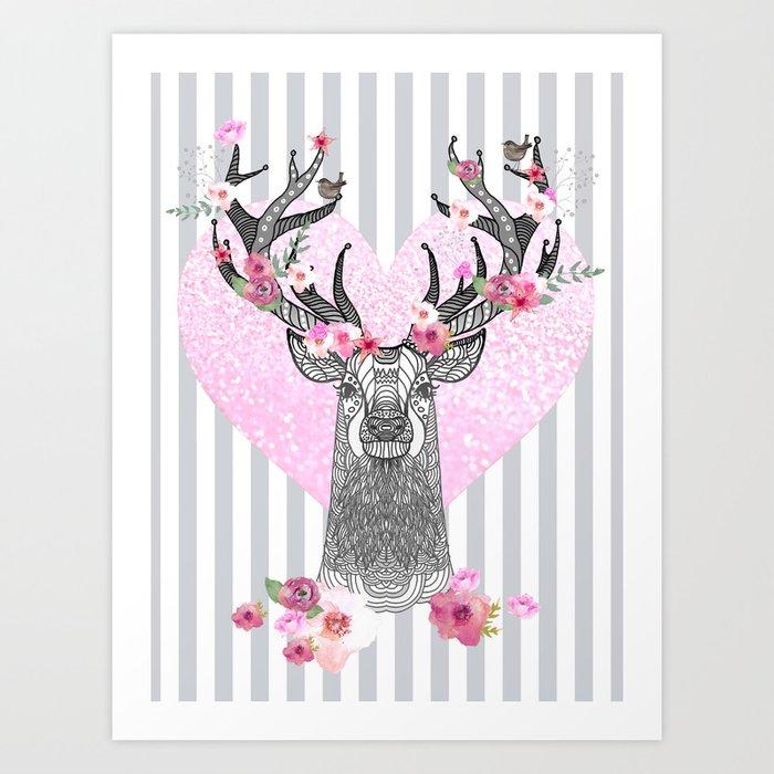 STAG IN SPRING - YOUNG LOVE Art Print