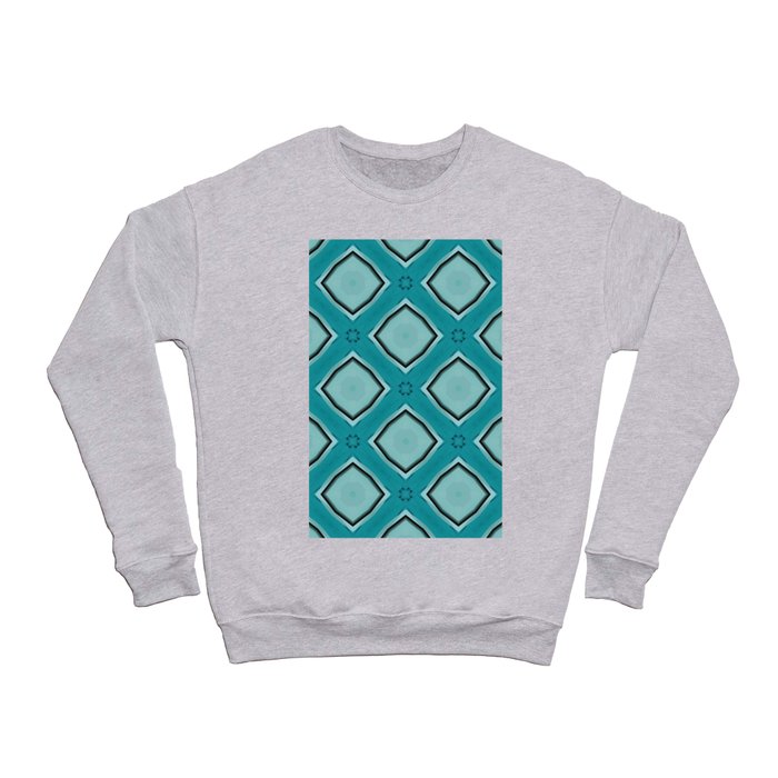 Teal Aqua Gray squares pattern Crewneck Sweatshirt