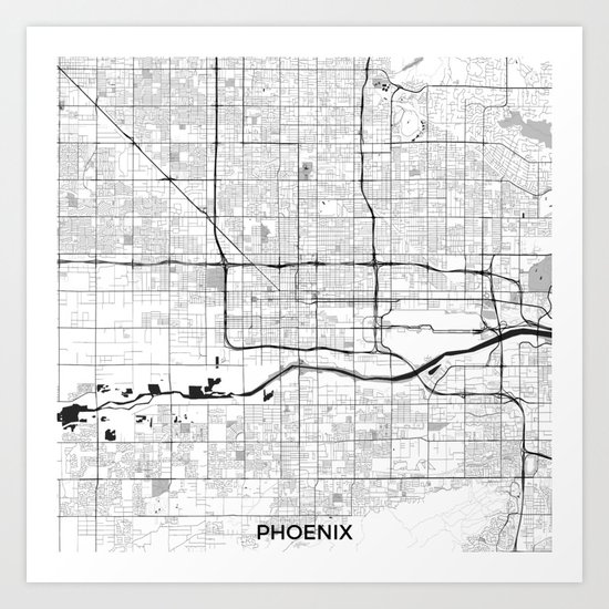 Phoenix Map Gray Art Print