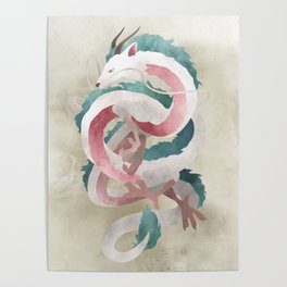 Spirited away - Haku Dragon illustration - Miyazaki, Studio Ghibli Poster