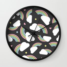 cute pastel rainbow pattern Wall Clock