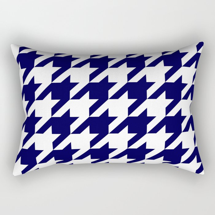 Big Navy Blue Houndstooth Pattern Rectangular Pillow