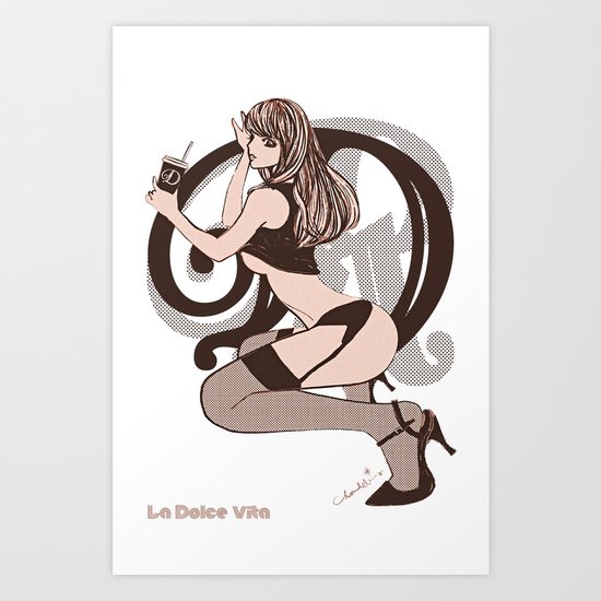 CREAMY CAFE JERRY PIN UP GIRL Art Print