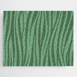 Green Glitter Zebra Print Jigsaw Puzzle