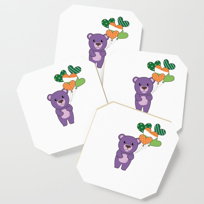 Bear With Ireland Balloons Cute Animals Happiness Coaster