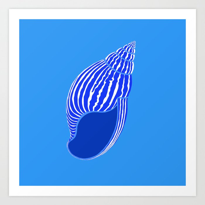 Blue Sea Shell Art Print