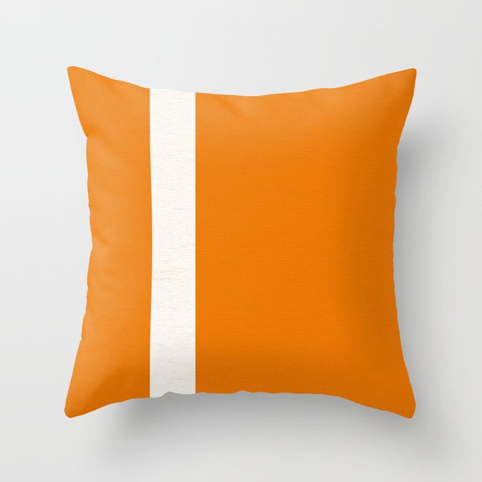Tangerine orange White line Throw Pillow