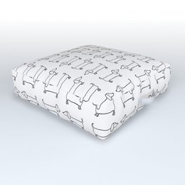 Dachshunds pattern in black and white Outdoor Floor Cushion | Simple, Drawing, Simplicity, Minimal, Blackandwhite, White, Cute, Illustration, Minimalism, Illustrateddog 