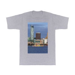 A Mersey Ferry T Shirt | Ferry, Cityscape, Skyscraper, Mersey, Liverpool, Boat, Skyline, River, Color, Digital 