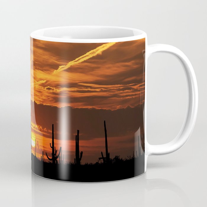 Sunset Orange Sky Cactus Desert Arizona America Coffee Mug