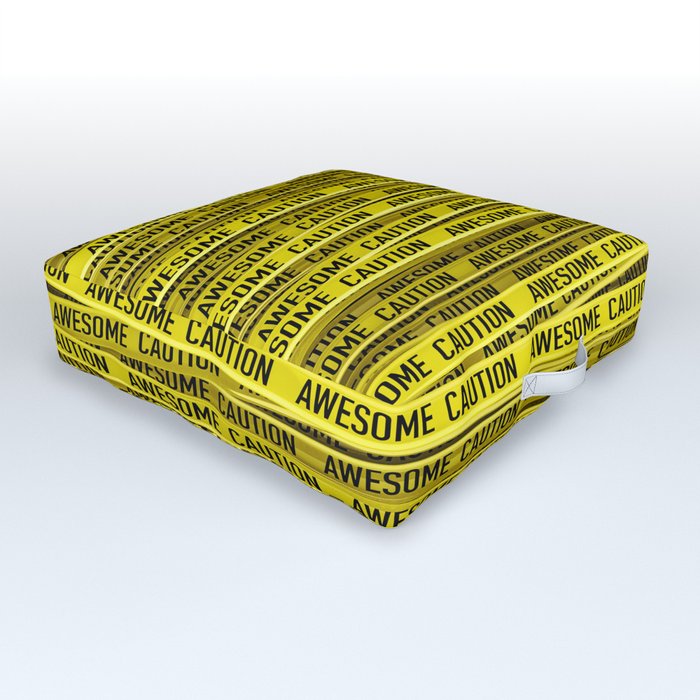 AWESOME, use caution / 3D render of awesome warning tape Outdoor Floor Cushion