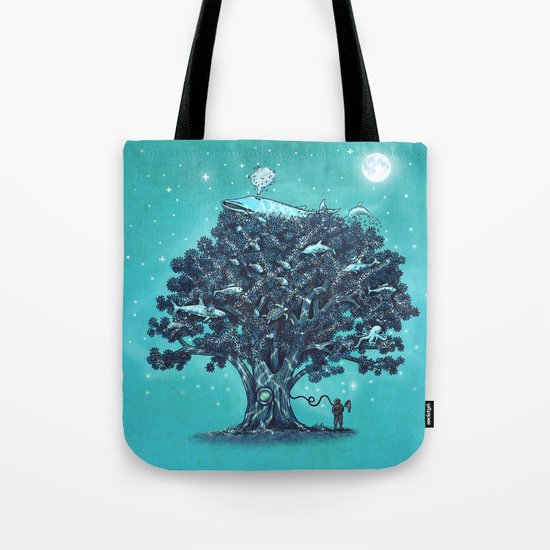 Deep Tree Diving Tote Bag