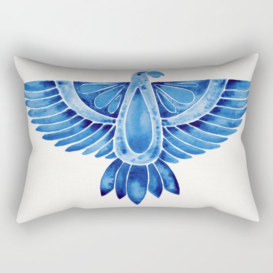 Navy Parrot Rectangular Pillow