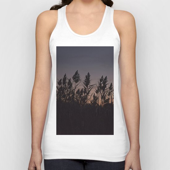 Phragmites silhouette at sunset Unisex Tank Top