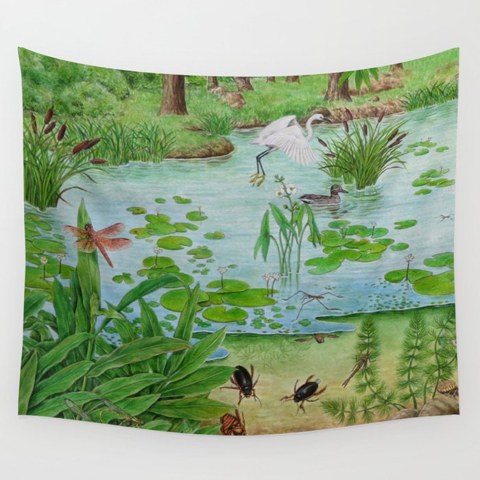 A Day of Forest (4). (the lake ecosystem) Wall Tapestry