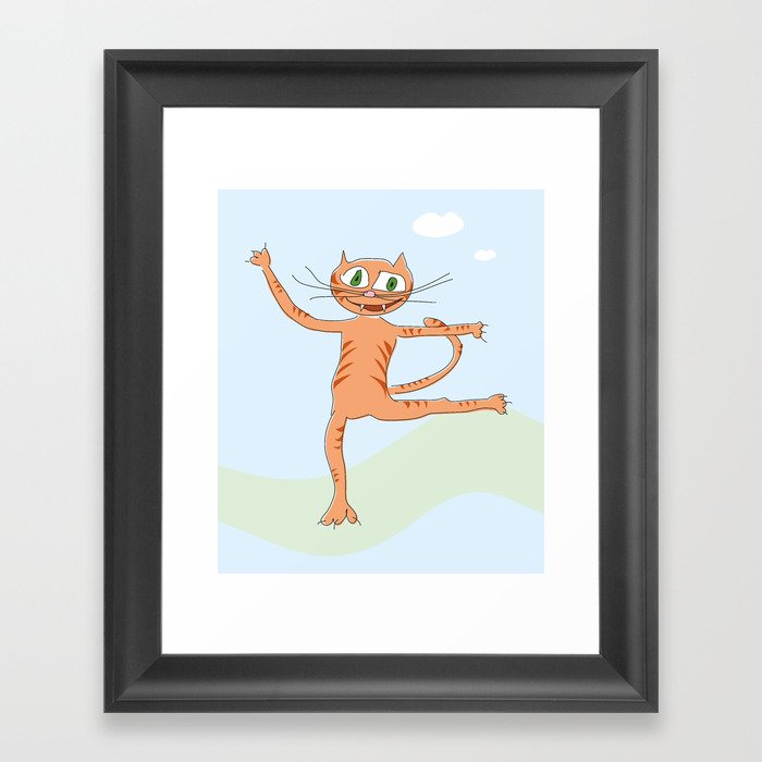 happy dancing cat Framed Art Print