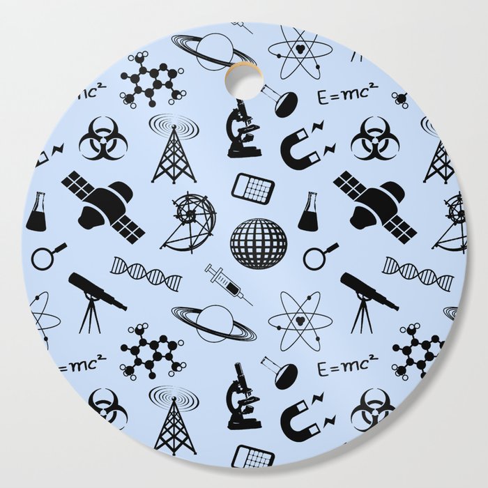 Science Symbols // Light Blue Cutting Board
