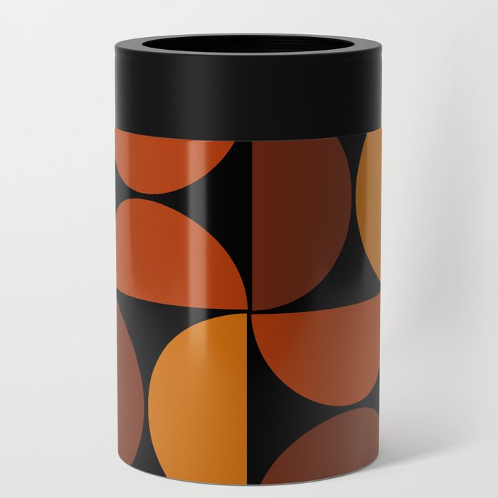 Mid century geometric pattern on black background 1 Can Cooler
