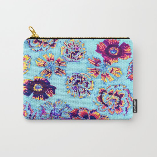 flowers on turquoise Carry-All Pouch