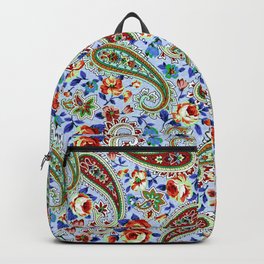 Red Blue Rose Floral Paisley Backpack
