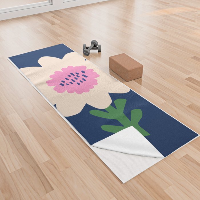 Sunflower - navy & pink Yoga Towel