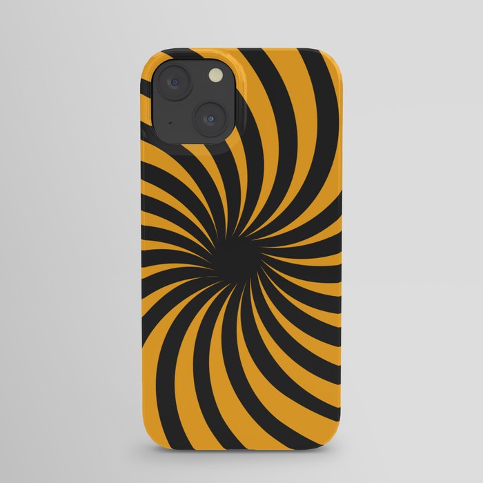 Black and Yellow Radial Sunbeams. iPhone Case