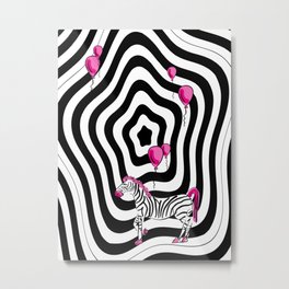 Pink Zebra Dream Metal Print