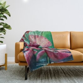 Opium Poppies Oil Painting Throw Blanket