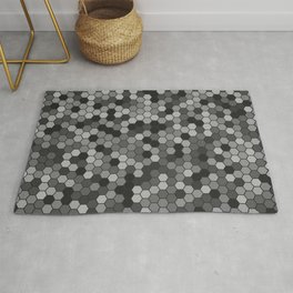 Grey & White Color Hexagon Honeycomb Design Area & Throw Rug