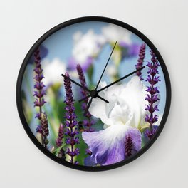 Summer Garden with Blue sky and lavender Wall Clock
