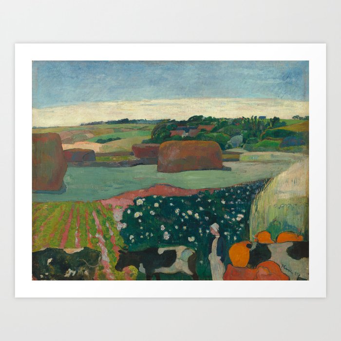 Haystacks in Brittany Oil Painting by Paul Gauguin Art Print