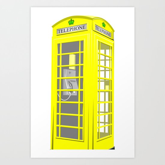 YELLOW PHONE BOOTH Art Print