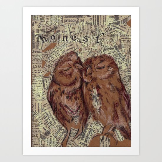 Honest Owl Couple Art Print