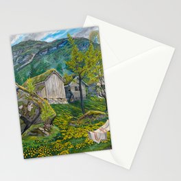 Spring Atmosphere at an Old Cotter's Farm by Nikolai Astrup Stationery Card