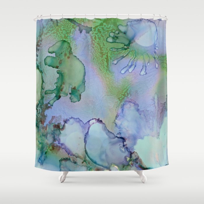 Abstract Blue Birds Shower Curtain By Julieninness