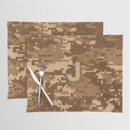 Personalized  J Letter on Brown Military Camouflage Army Commando Design, Veterans Day Gift / Valentine Gift / Military Anniversary Gift / Army Commando Birthday Gift  Placemat