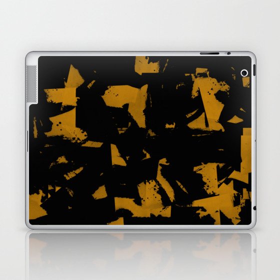 Looking For Gold - Abstract gold and black painting Laptop & iPad Skin