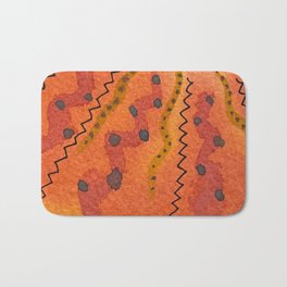 Hand Painted Orange Watercolor Abstract Design - Citrus Vibes Bath Mat