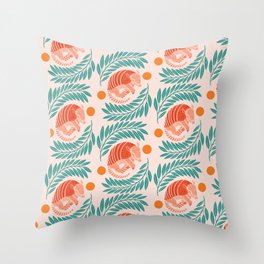 Sleepy Armadillo – Orange and Teal Pattern Throw Pillow