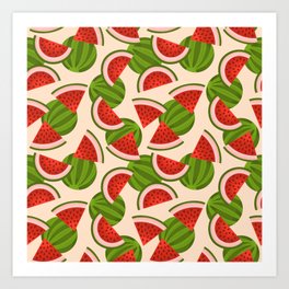 Watermelon Pattern on Cream Art Print