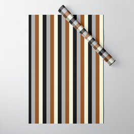 [ Thumbnail: Dark Gray, Brown, Beige, and Black Colored Lines Pattern Wrapping Paper ]