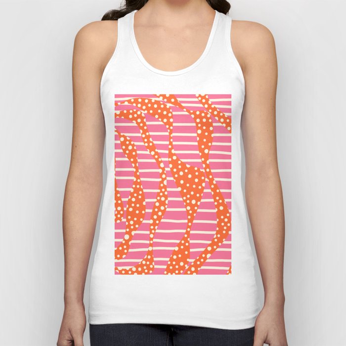 Spots and Stripes 2 - Pink, Orange and Cream Tank Top