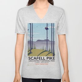 Scafell Pike Lake District National Park V Neck T Shirt