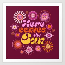 Here Comes the Sun - Pink and Magenta Art Print