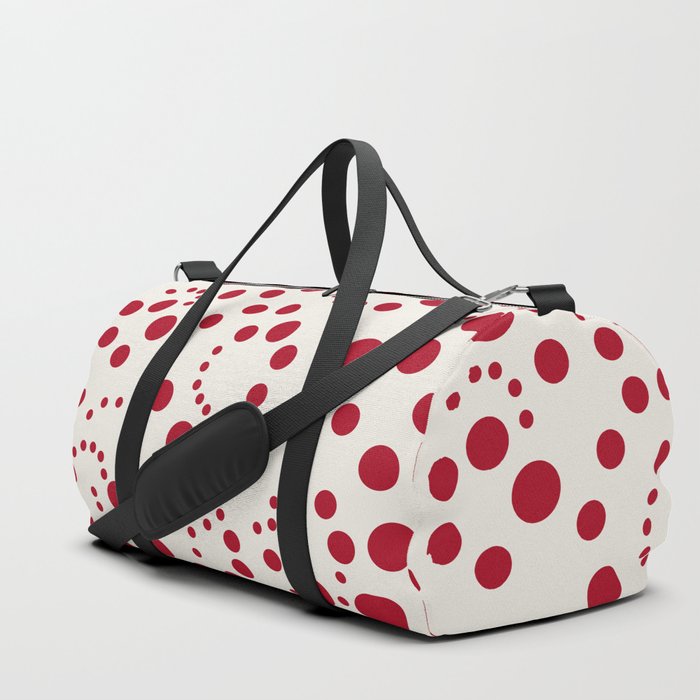 Red Dark Raspberry Spiral Dots Pattern Duffle Bag