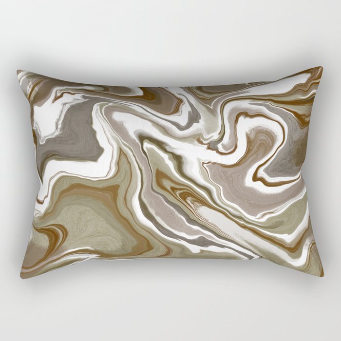 Marble Browns - Brown, White, Marbled, Boho Rectangular Pillow