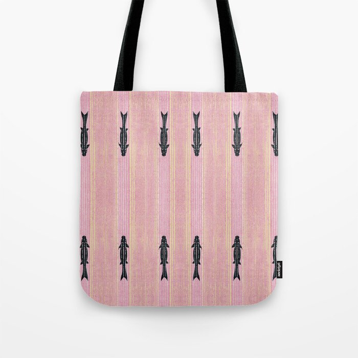 Pink Fish Japanese Style Art Deco Pattern Tote Bag